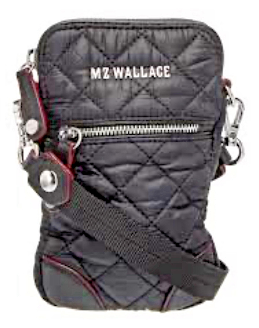MZ WALLACE BLACK QUILTED CROSSBODY BAG SMALL PHONE PURSE ADJUSTABLE STRAP